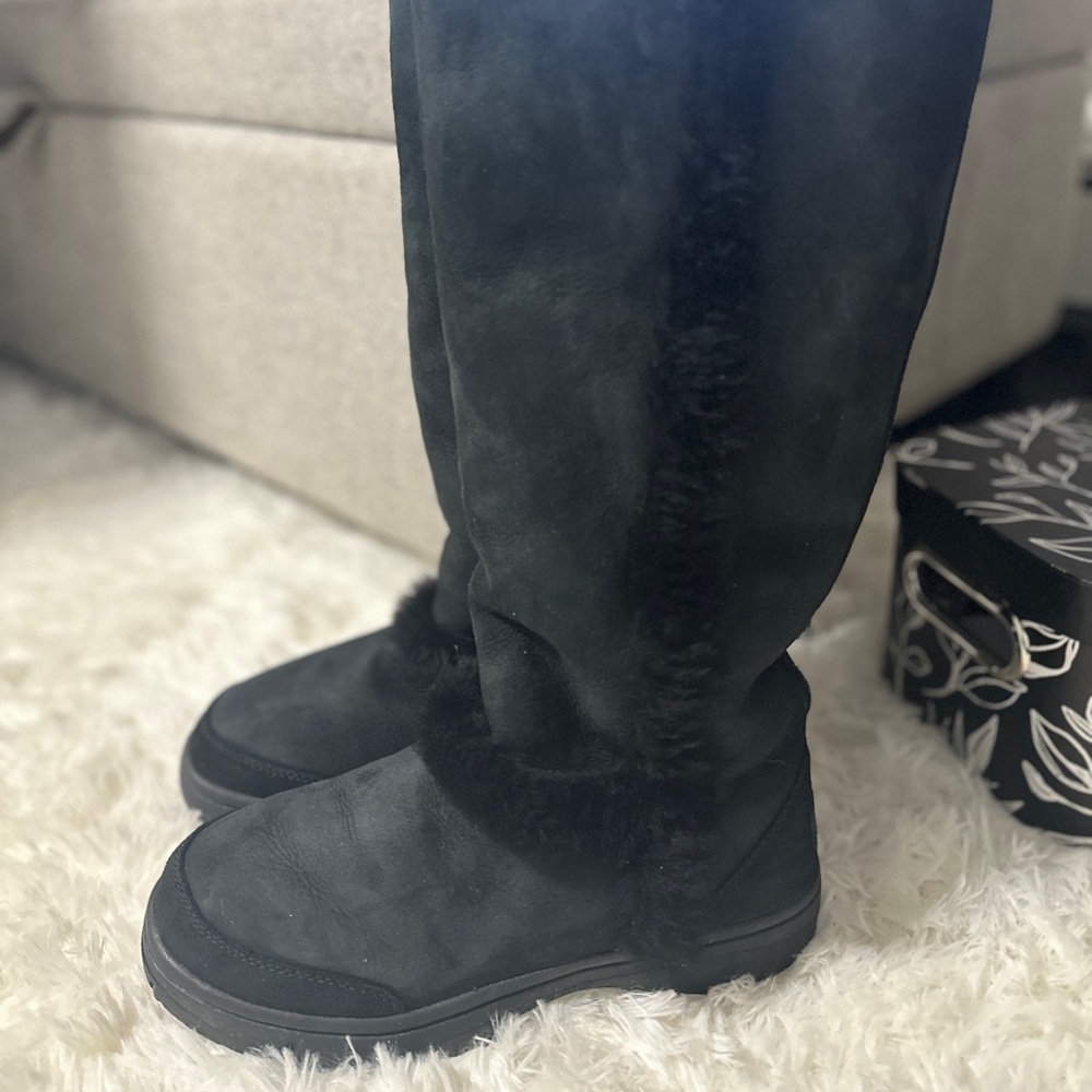 UGG Sunburst Black Tall Classic Sheepskin Boots Rated to -20°C